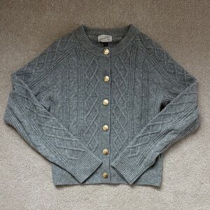 Universal Thread Charcoal Cable Knit Cardigan with Brass Buttons